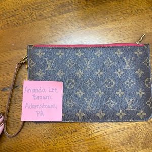 Louis Vuitton Neverfull Pivoine Interior Monogram Wristlet